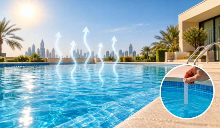 Pool water evaporation under Qatar’s hot climate